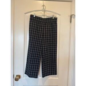 Topshop Windowpane Check Cropped Wide Leg Trousers Career‎ Casual Size US 4